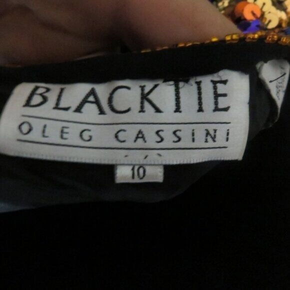 Oleg Cassini Black Tie Stunning Intricate Hand Beaded Sequined Gown Vintage - Picture 8 of 10